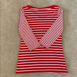 Red and white striped boatneck shirt!